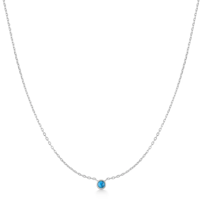 Bezel-Set Lab-Created Turquoise Solitaire Necklace
