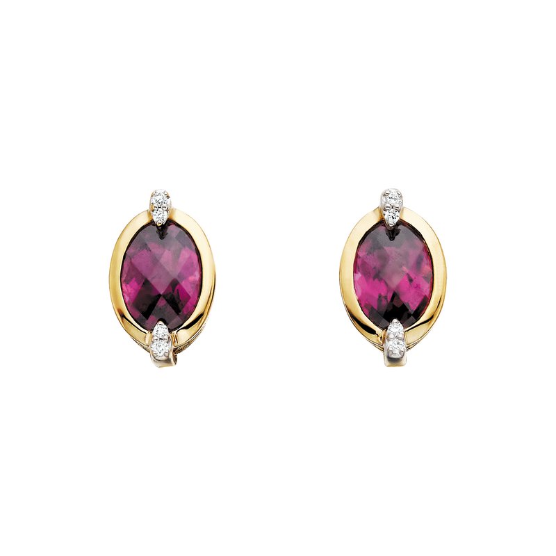 Checkered Crown Rhodolite Diamond Earrings