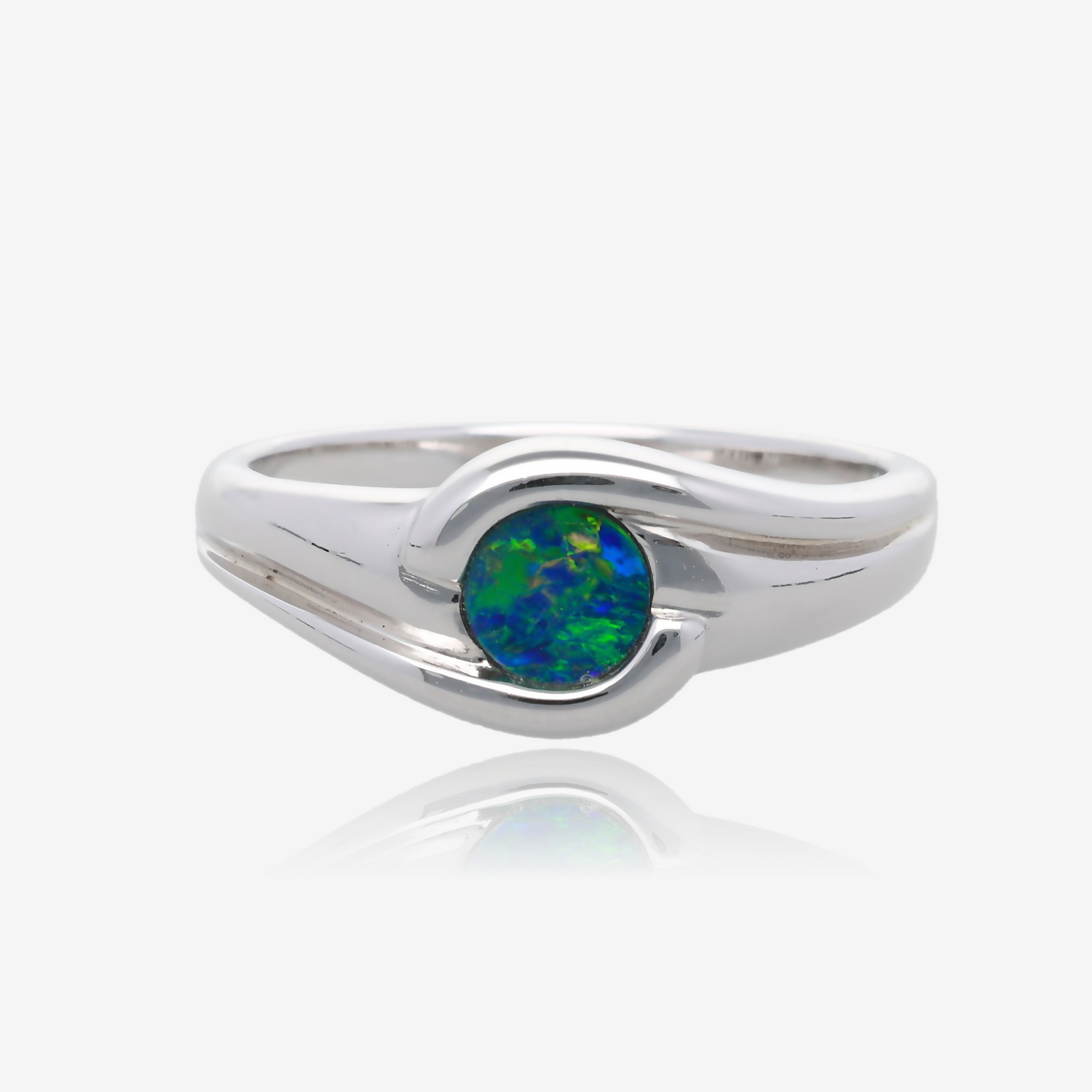 Northern Lights One Of A Kind Freeform Opal Rings in Sterling  Silver