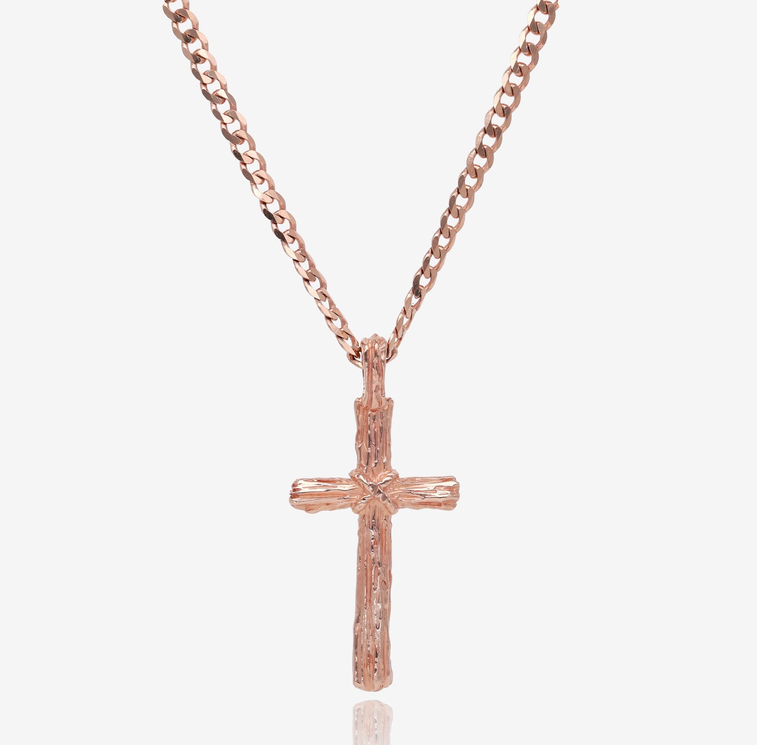 Hand Carved Rose Gold Driftwood Cross