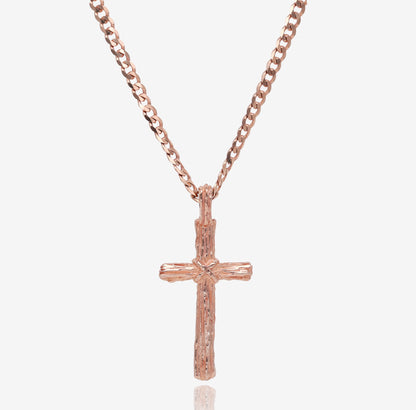 Hand Carved Rose Gold Driftwood Cross