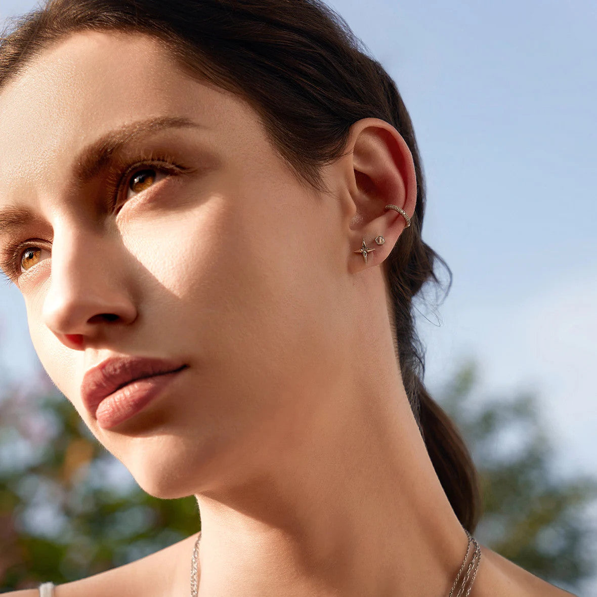 Black Agate Point Barbell Earrings