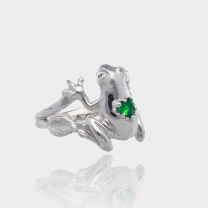 Must Love Frogs Green Garnet Ring
