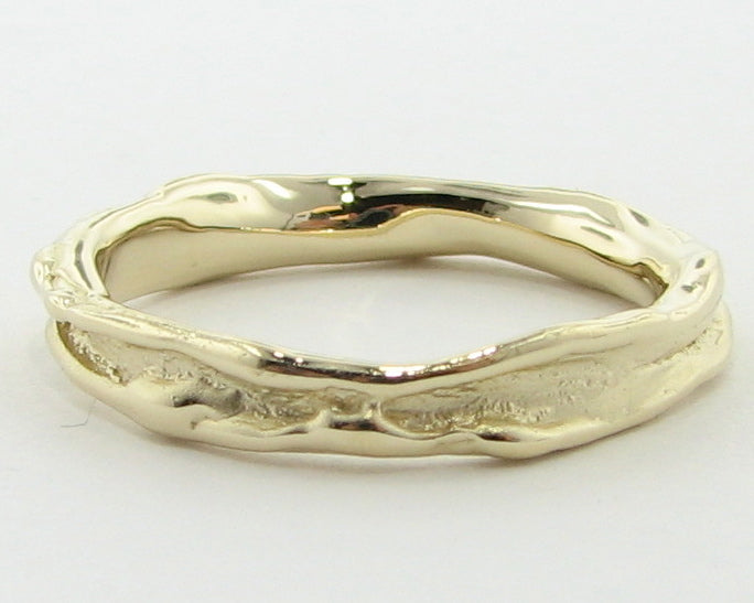 Narrow Melted Band in 14k Yellow Gold