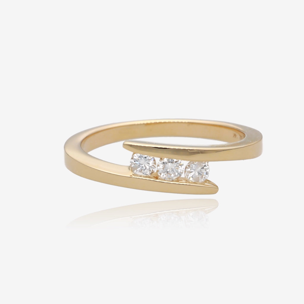 Sleek Three Stone Diamond Bypass Ring