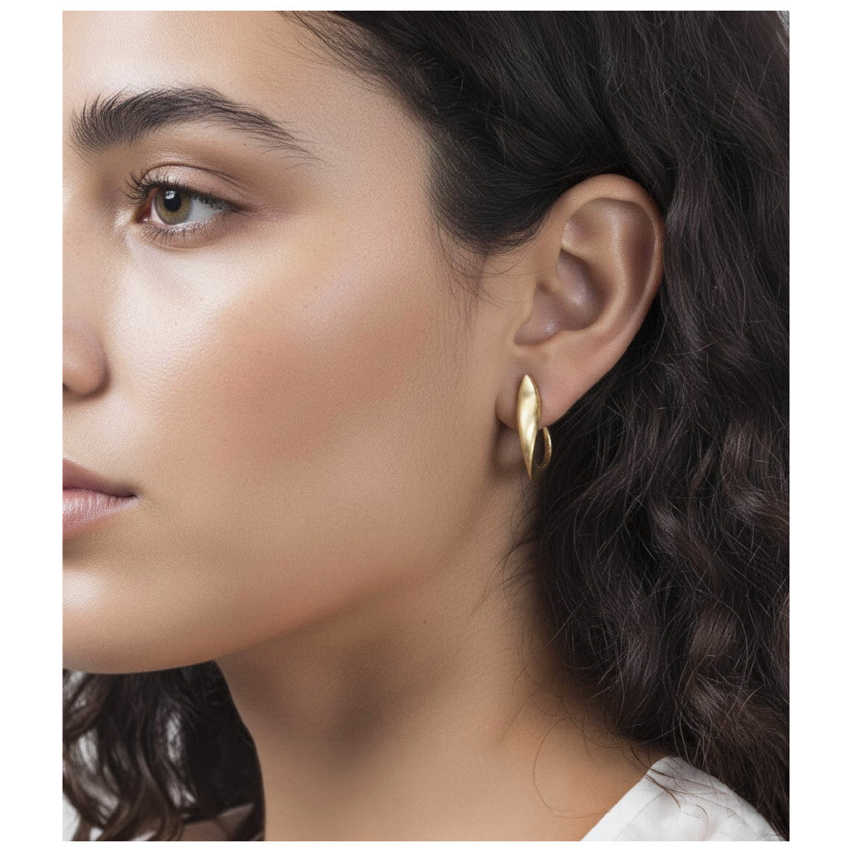 Sweeping Matte Swirl Vermeil Earrings