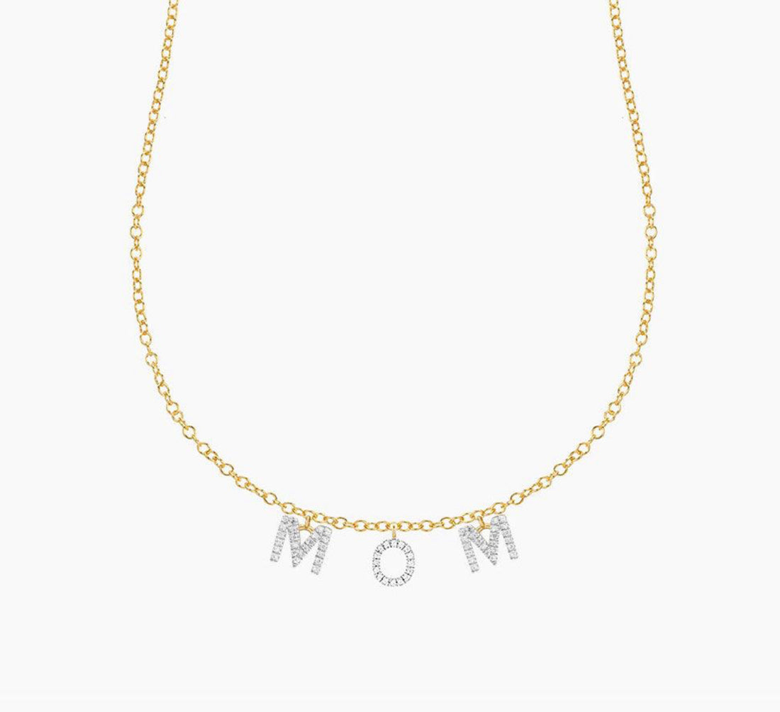 Gold Tone Mom I Love You Necklace