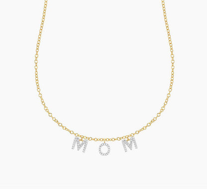 Gold Tone Mom I Love You Necklace