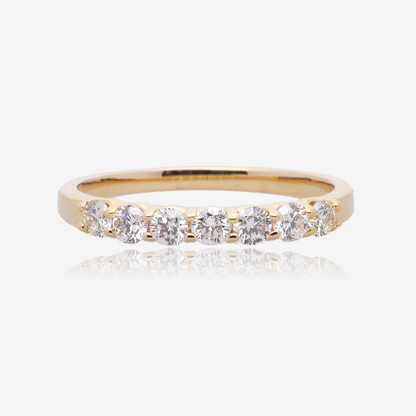 1/2ct Seven Stone Natural  Diamond Band in 14K Yellow Gold