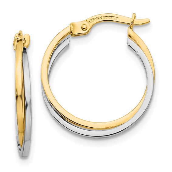 Two-tone Polished Overlapping Hoop Earrings