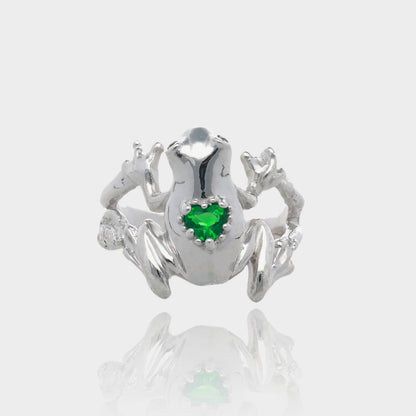Must Love Frogs Green Garnet Ring