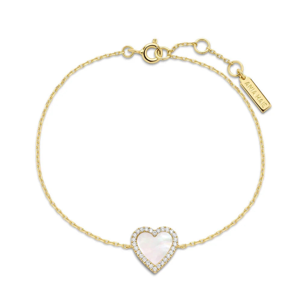 Yellow Mother of Pearl Halo Heart Bracelet