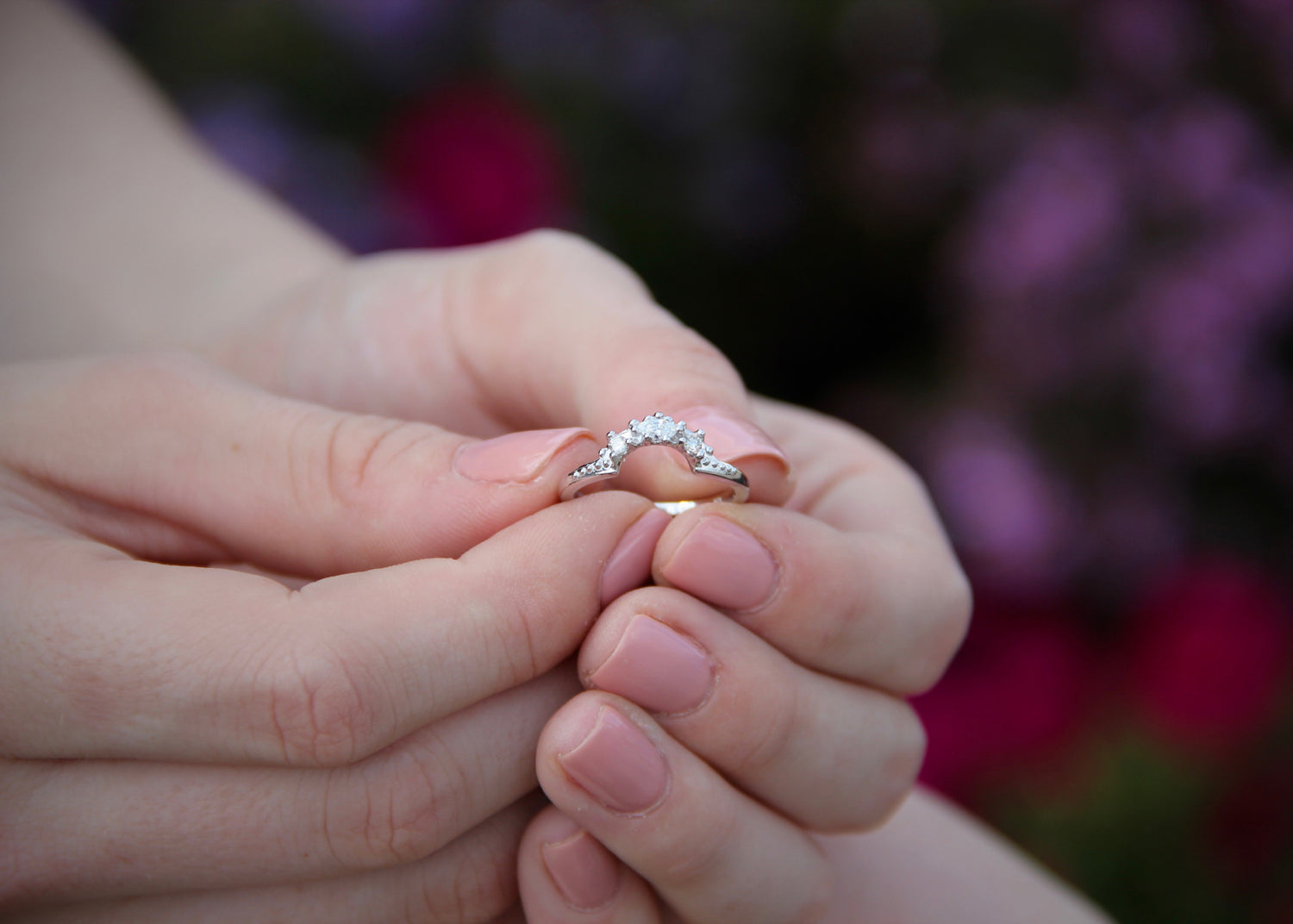 0.18ct TDW Marquise &amp; Brilliant Cut Diamond Band 14K White Gold Ring, Adorn