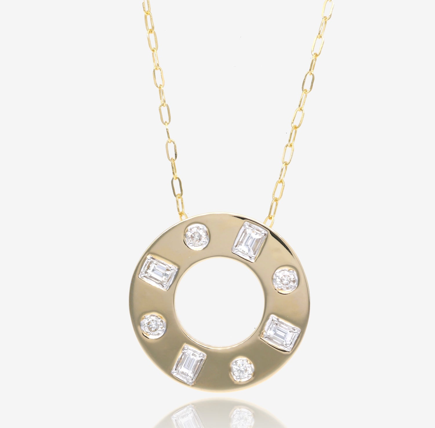 Diamonds in Orbit Pendant in 14K Yellow Gold