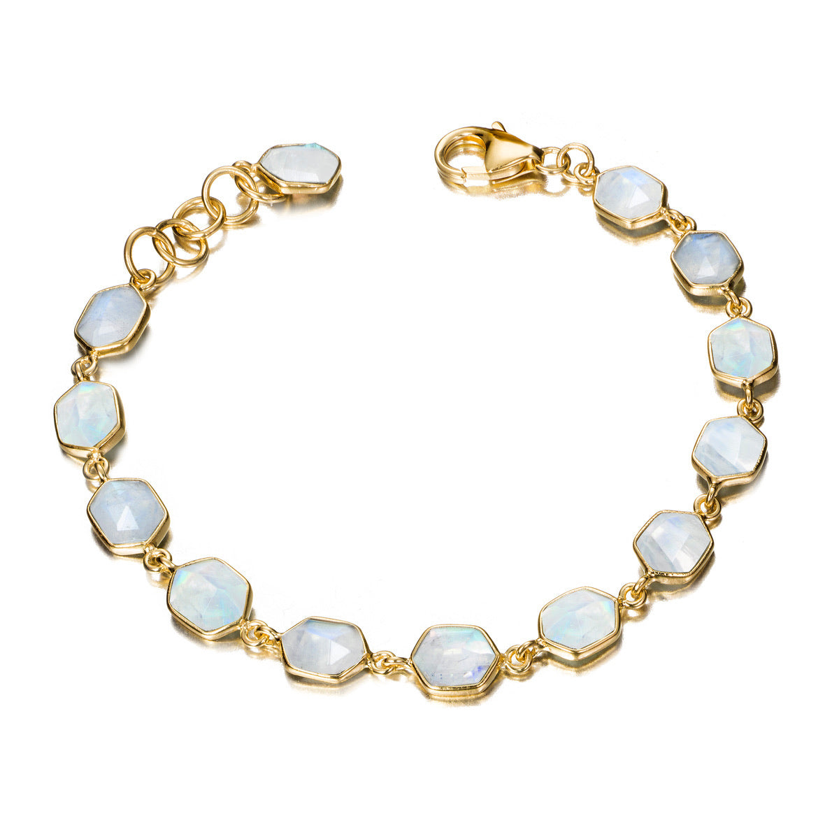 Geo Moonstone Hexagon Bezel Bracelet