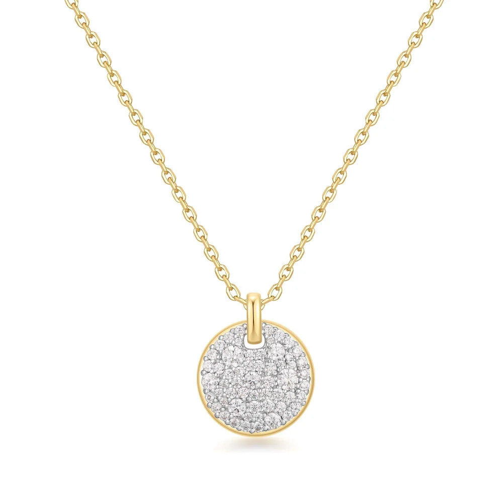 Yellow Large Pavé Disc Necklace