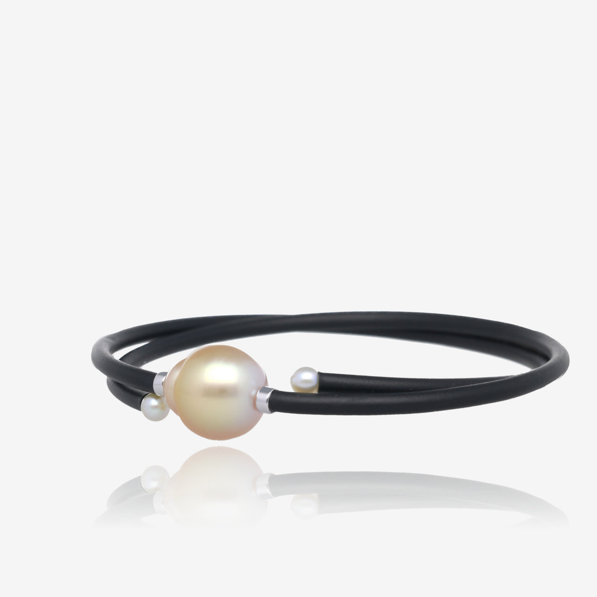 Gleam Neoprene Cord Golden Pearl Double Wrap Bracelet