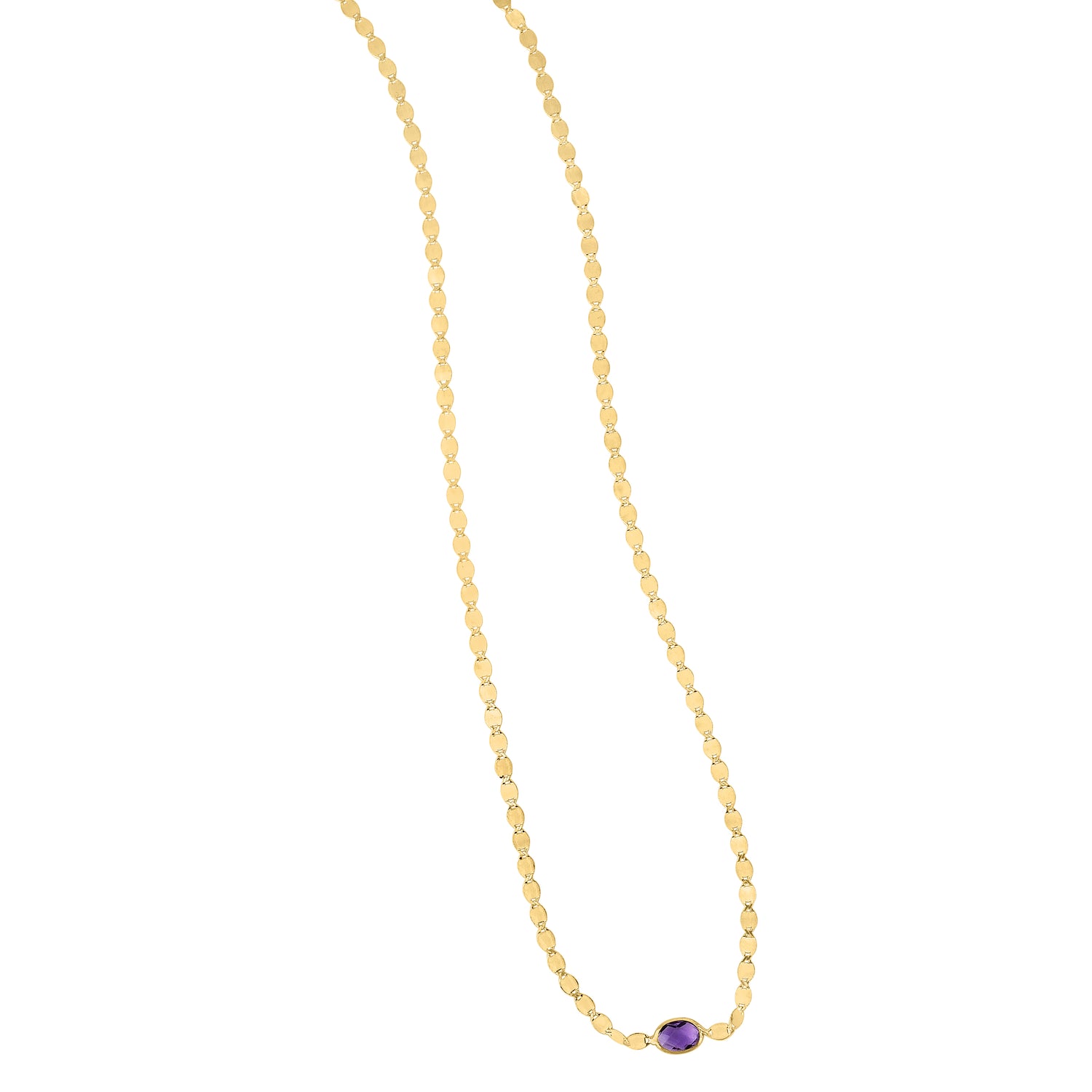 Checkerboard Cut Gemstone Mirrored Chain 14K Necklace