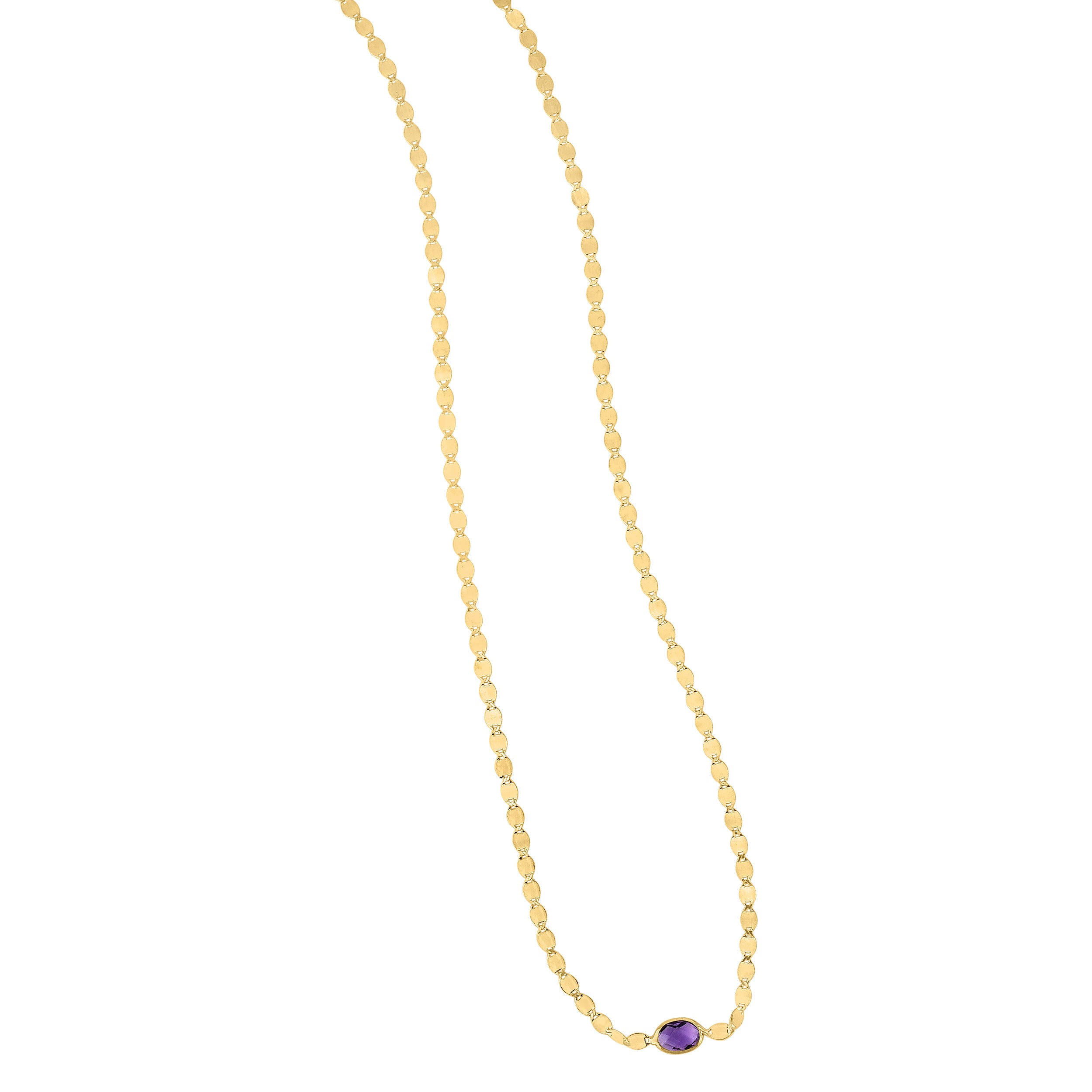 Checkerboard Cut Gemstone Mirrored Chain 14K Necklace