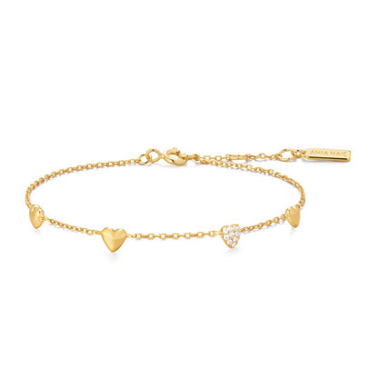 Pavé Puffed Heart Station Bracelet