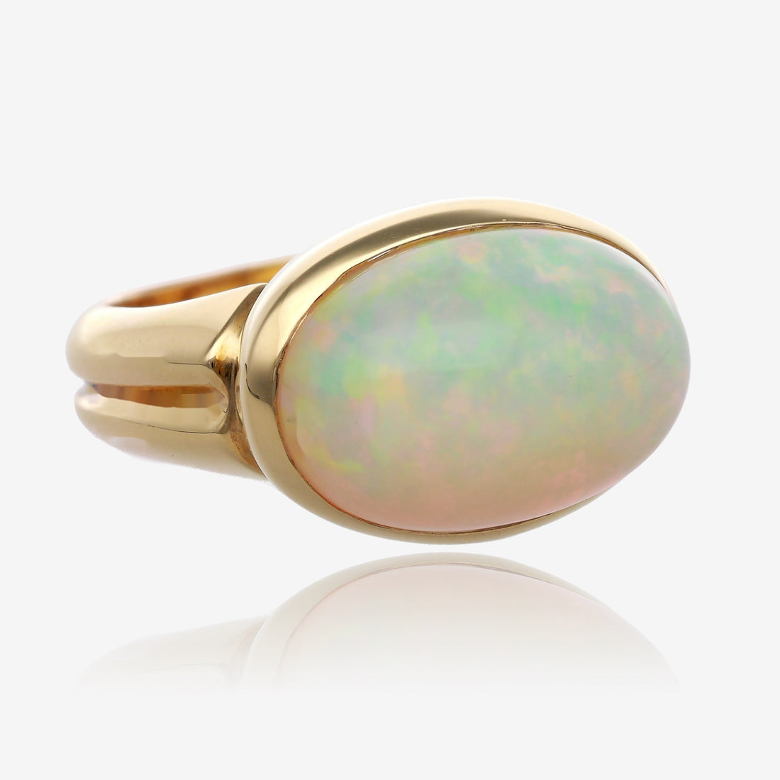 Galaxy Fire: Ethiopian Opal 14K Yellow Gold Cabochon Ring