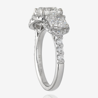 Cushion Halo Triple Lab Grown Diamond Ring