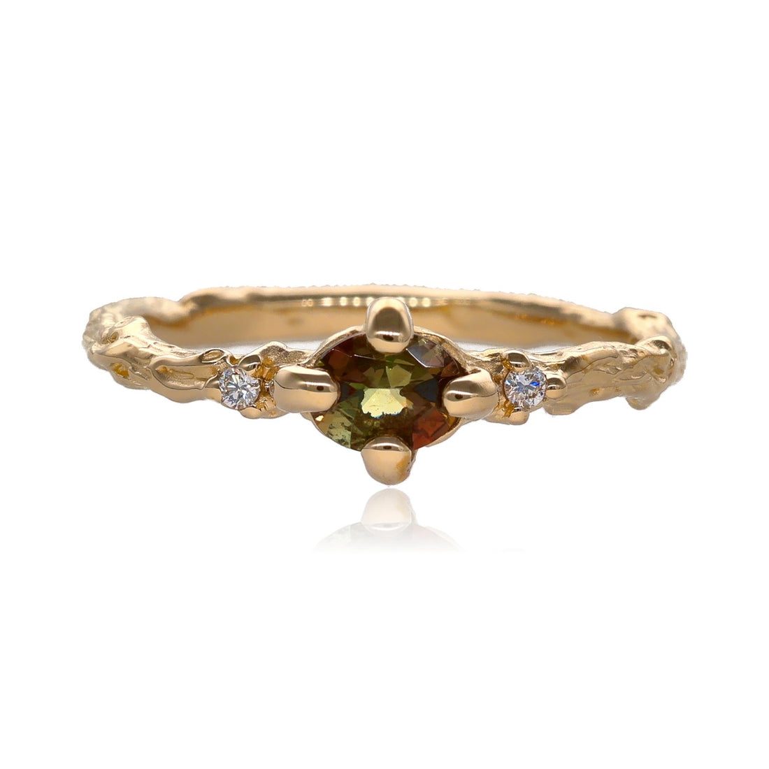 Green Andalusite Branch Band in Gold