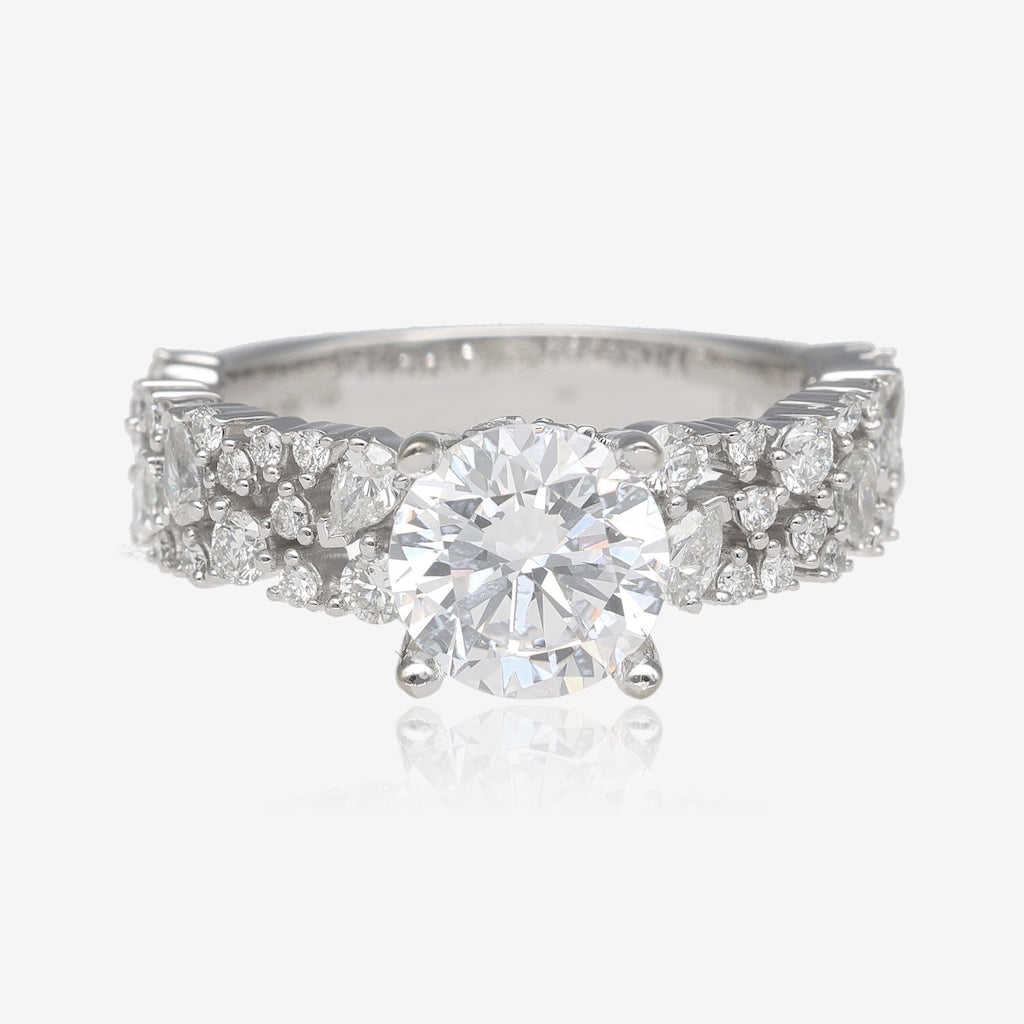 Scattered Wide Diamond Wedding Engagement Ring