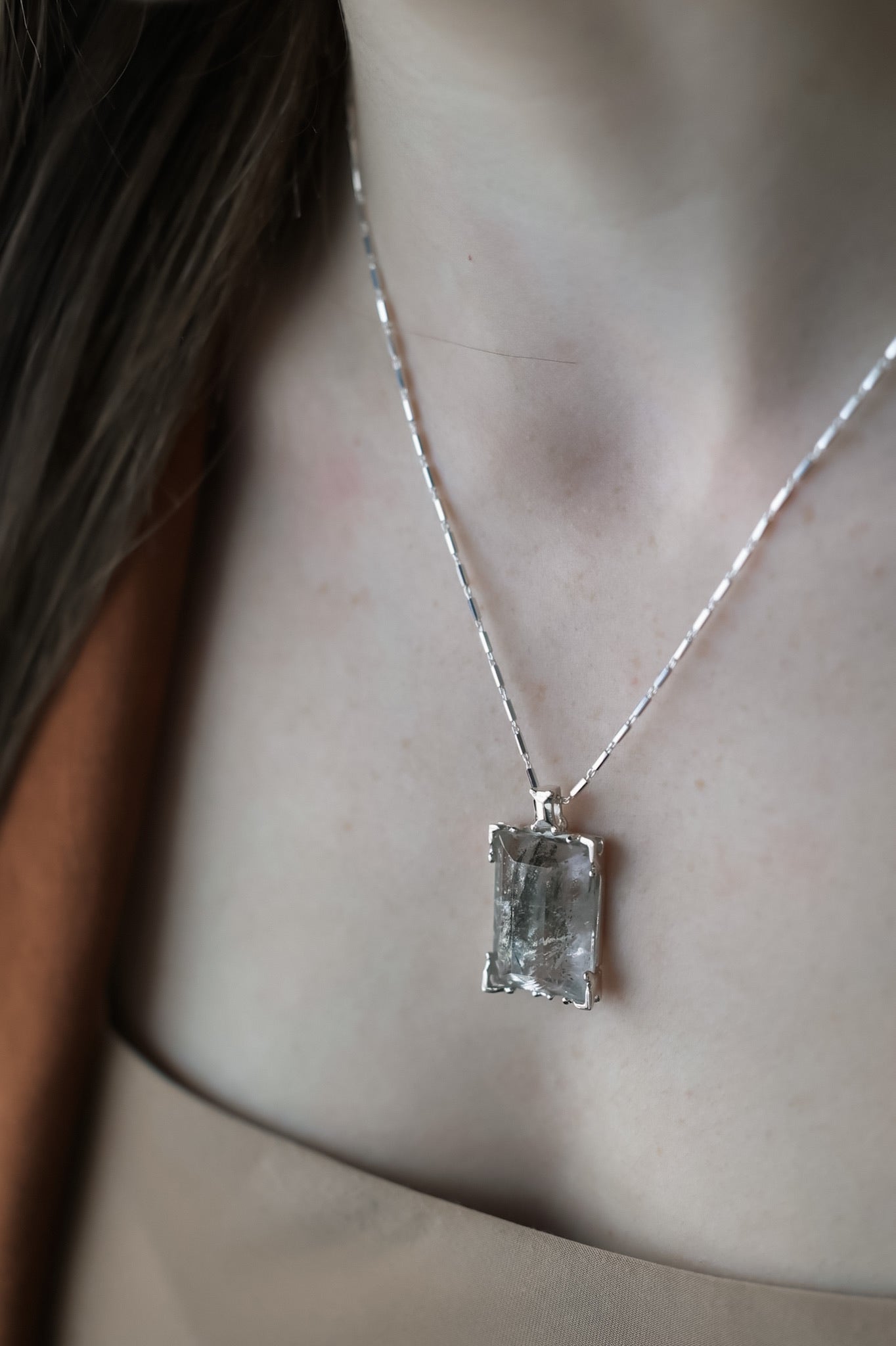 Handmade Silver Pyrite Pendant Unique Gemstone Jewelry