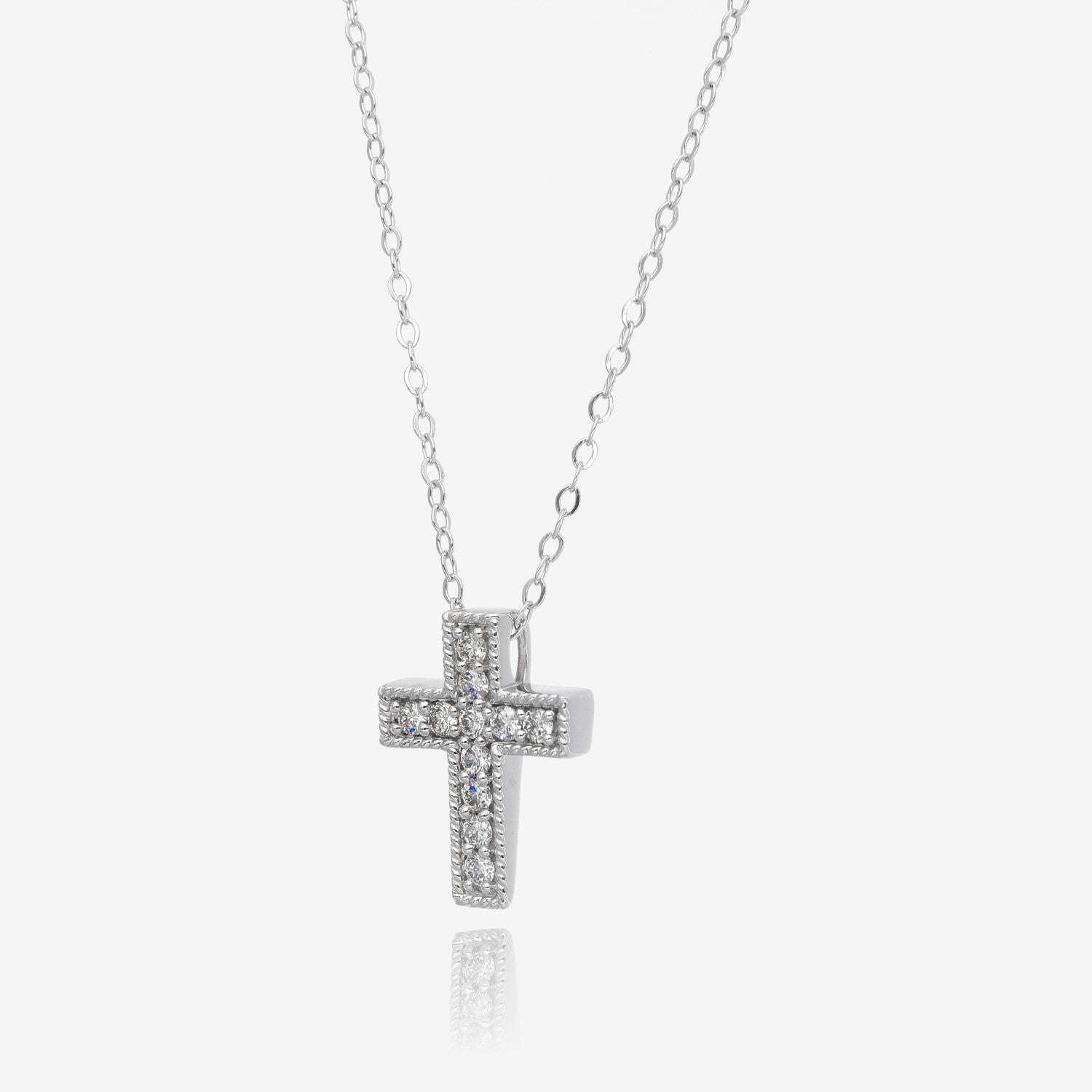 1/4ct Milgrain Edge Diamond Block Cross Pendant