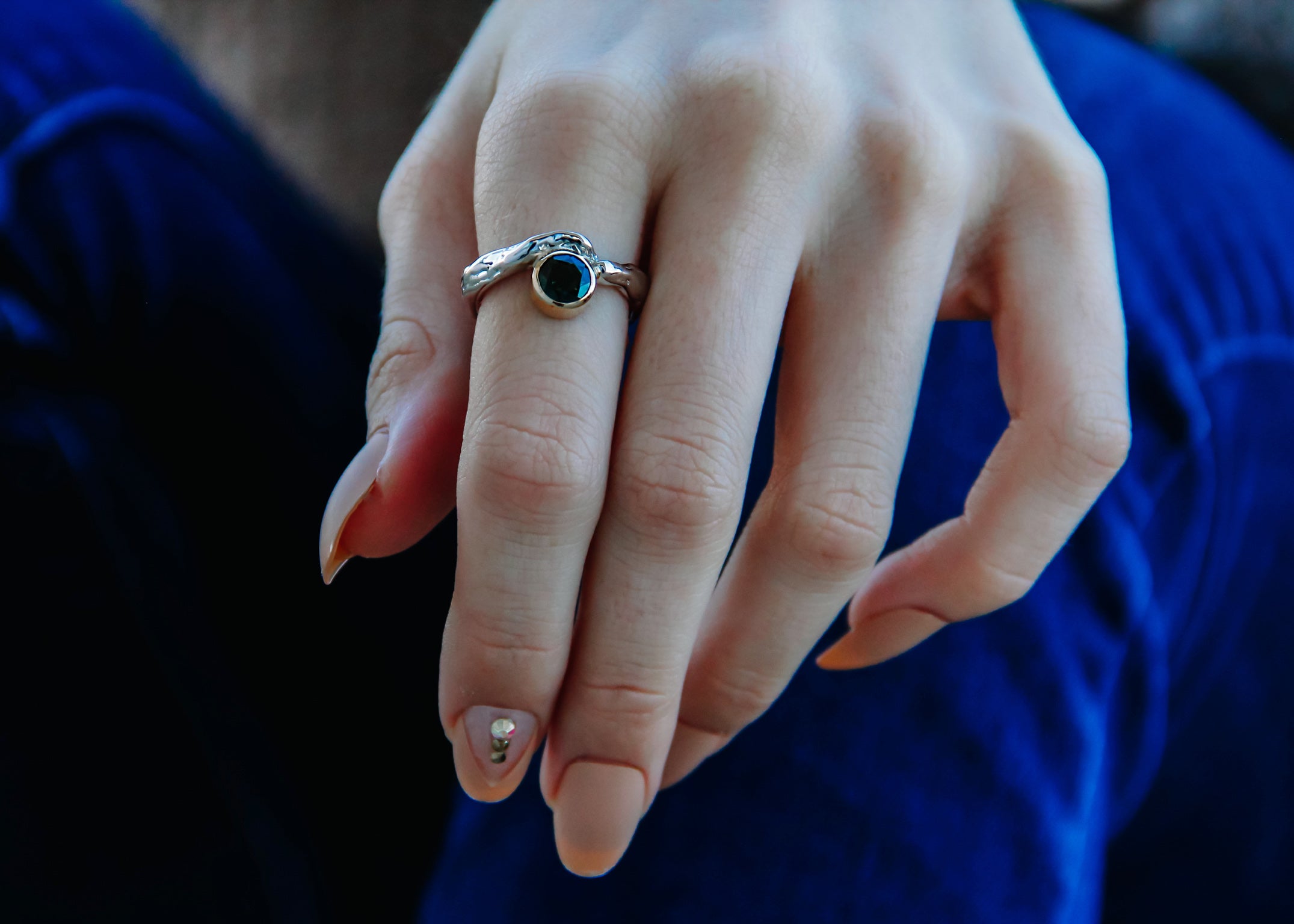 Secret Garden Bezel Chrome Diopside Two-Tone Ring