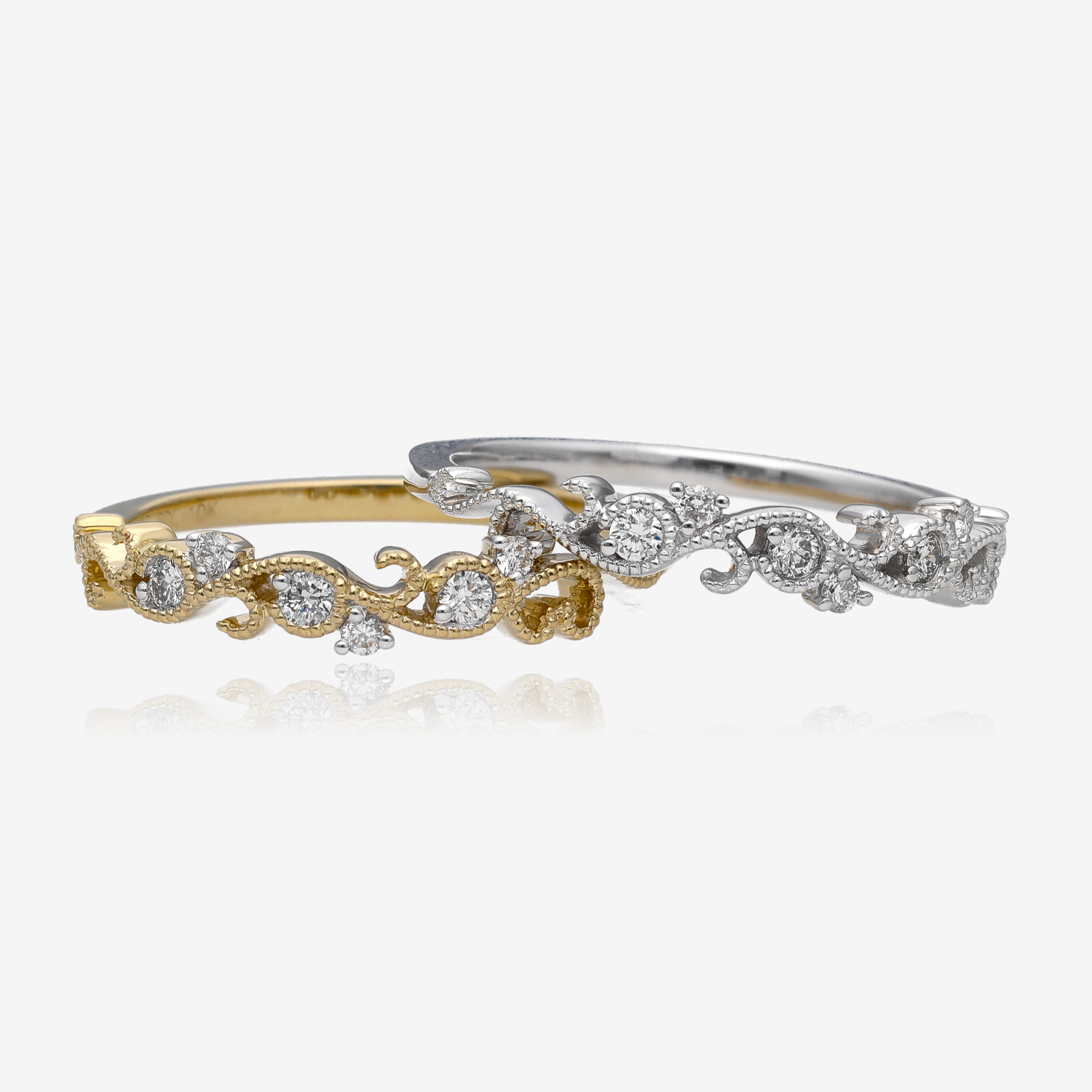 Swirls Delicate Diamond Filigree Gold Band