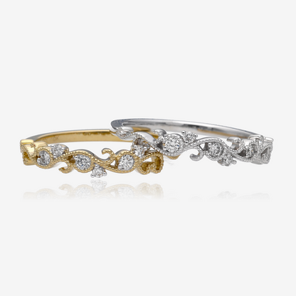 Swirls Delicate Diamond Filigree Gold Band