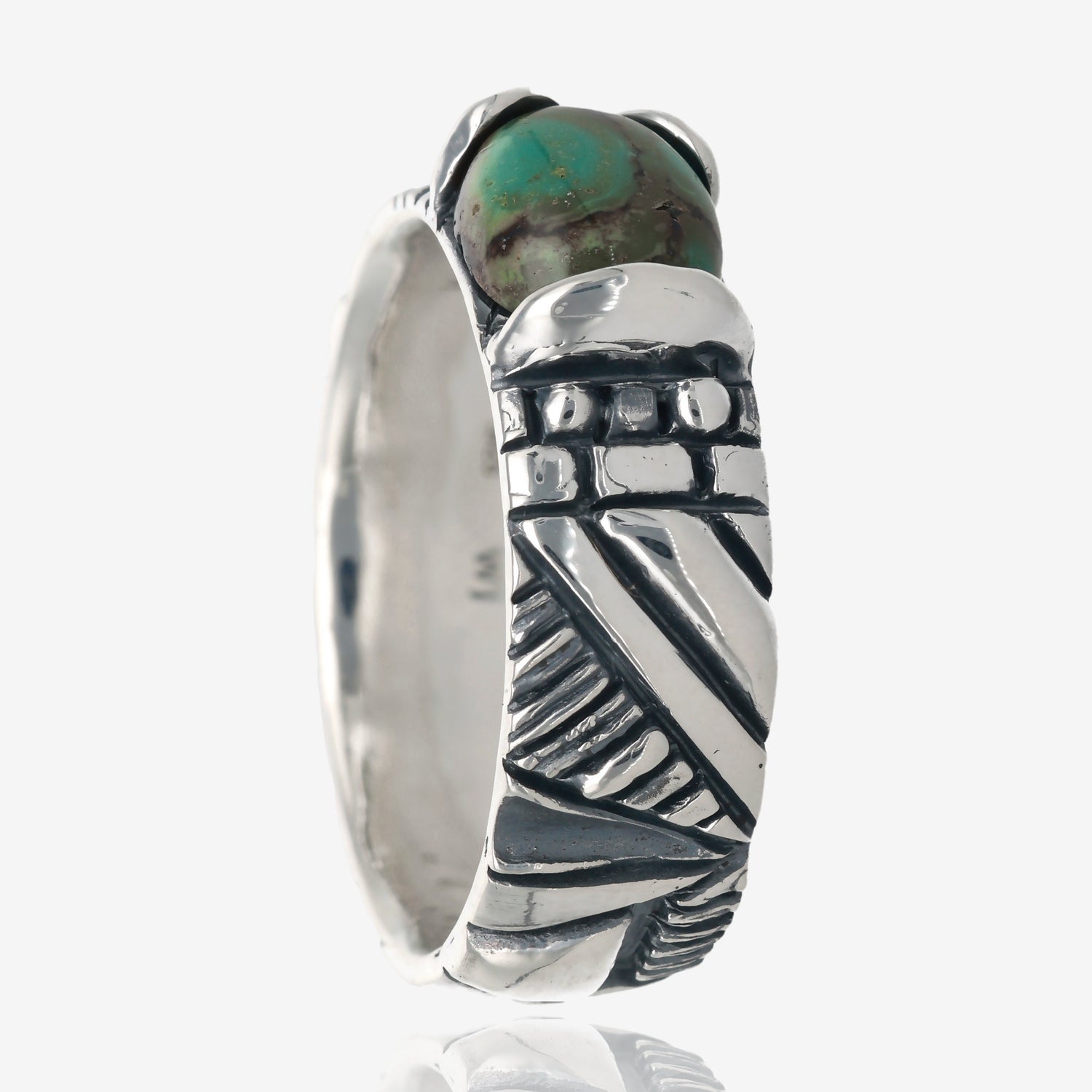 Men’s Turquoise Southwest Band Antiqued Silver