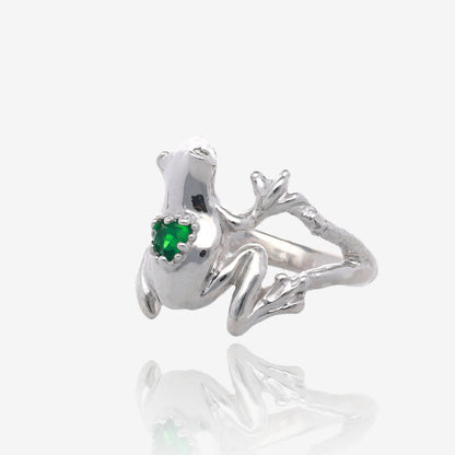 Must Love Frogs Green Garnet Ring