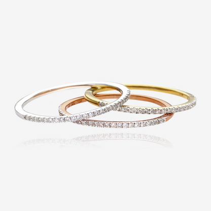 Glittering Thin Line Diamond and Gold Band