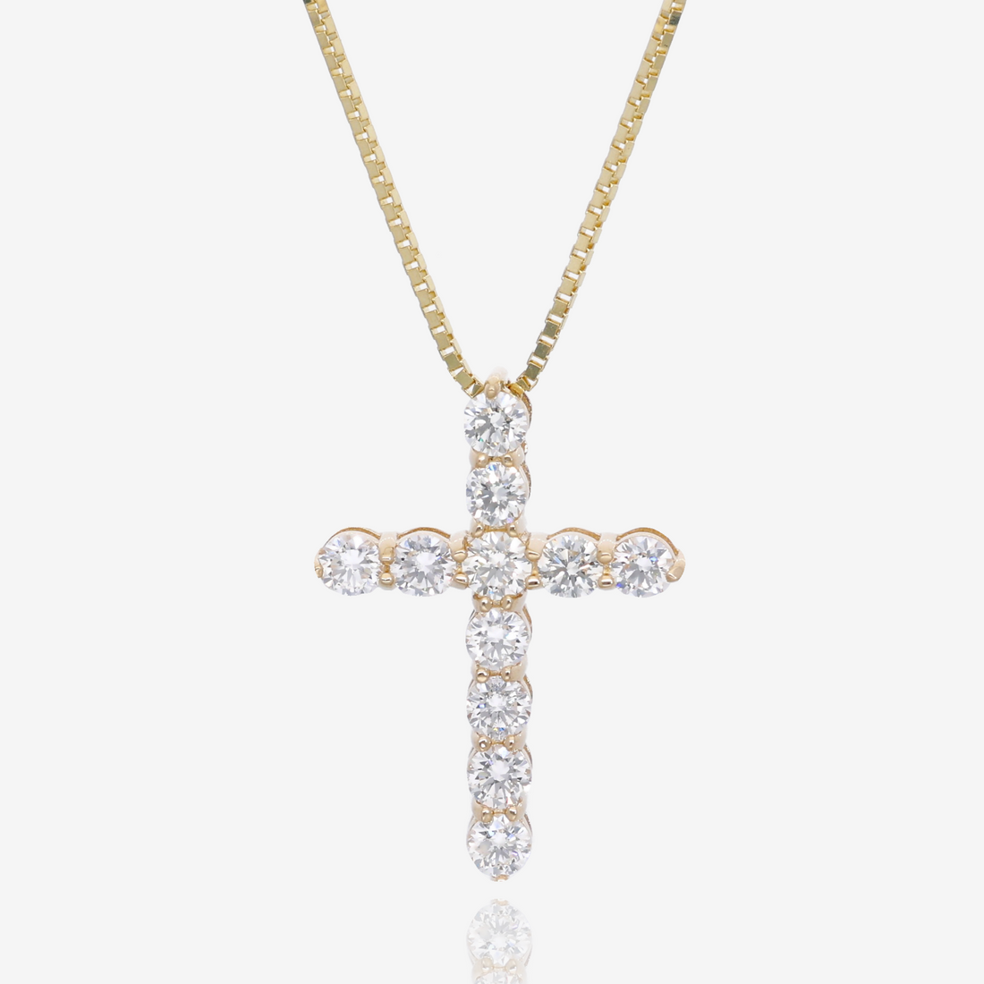 Strength and Light Natural Diamond Cross Pendant in 14K Yellow Gold