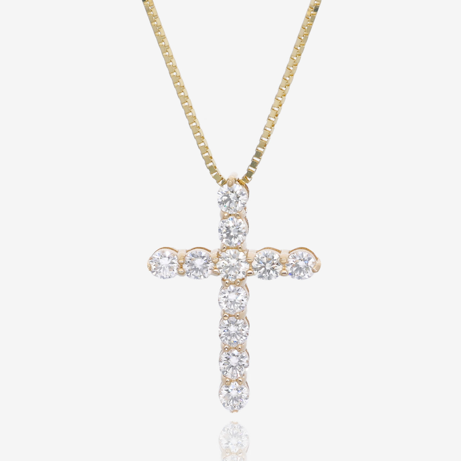 Strength and Light Natural Diamond Cross Pendant in 14K Yellow Gold
