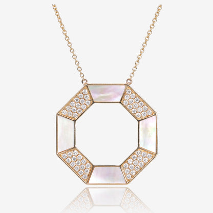 Mother of Pearl and Diamond Octagon Necklace