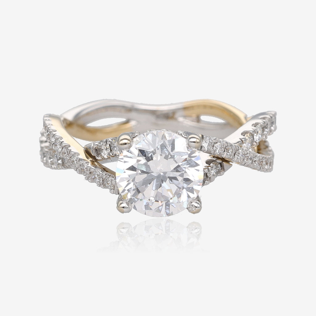 Two Tone Diamond Twist Bridal Semi-Mount Wedding Ring