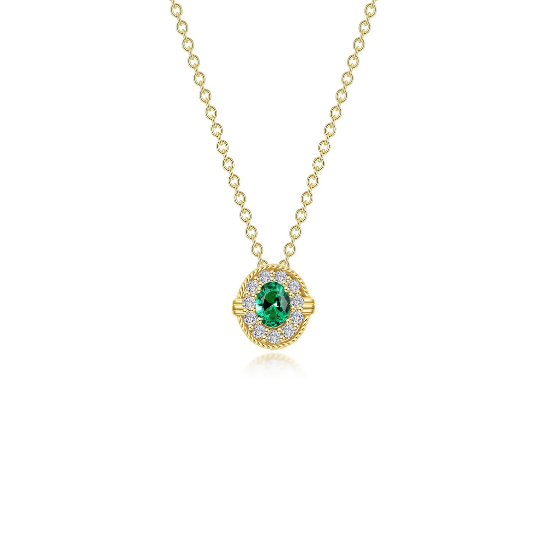 Elegant Oval Emerald Green Necklace