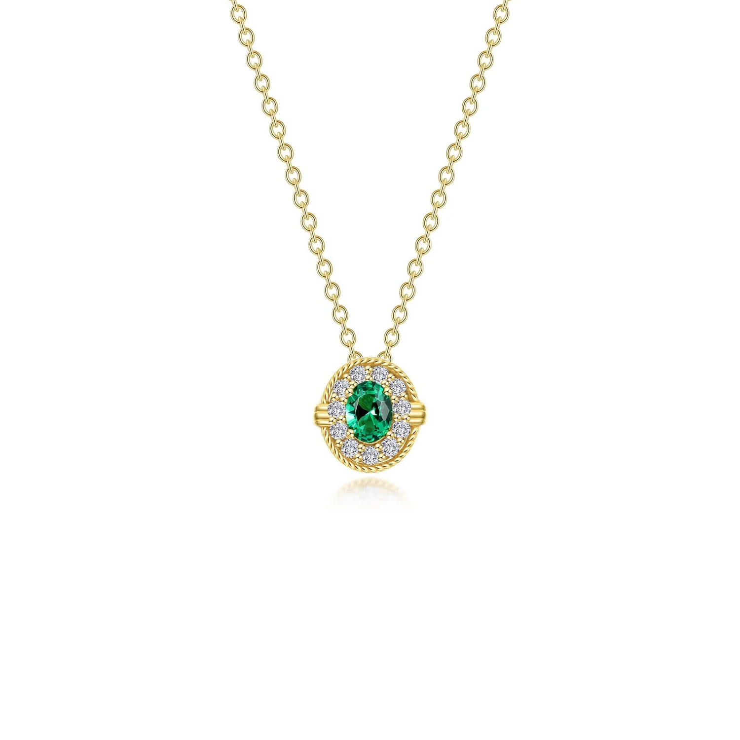 Elegant Oval Emerald Green Necklace