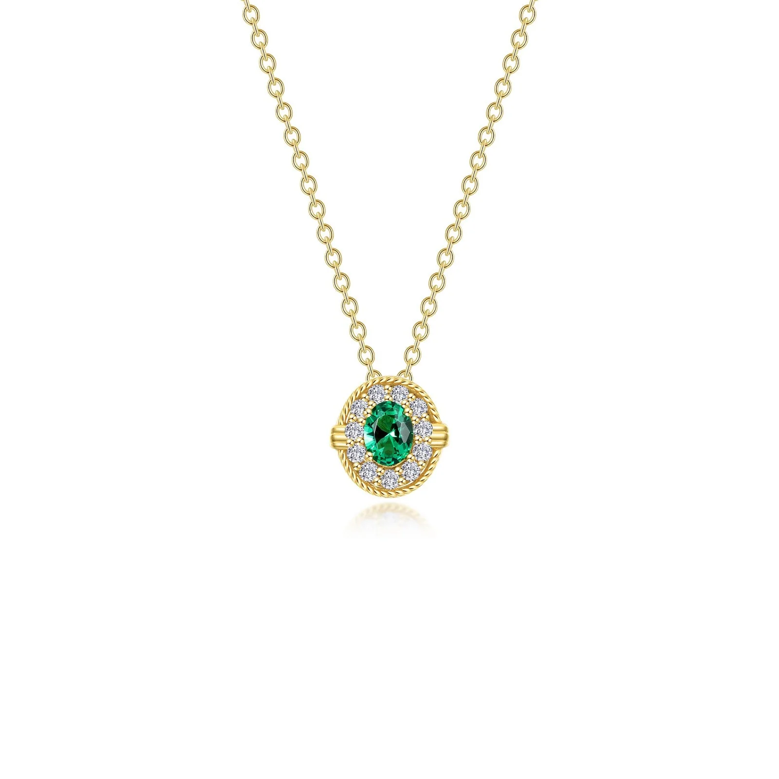 Elegant Oval Emerald Green Necklace