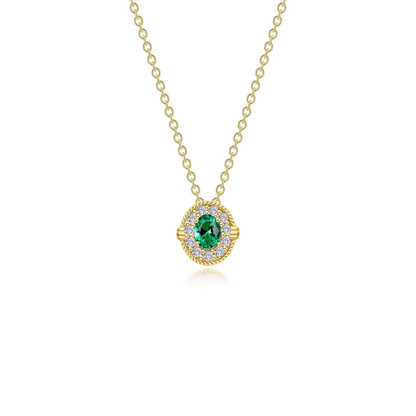 Elegant Oval Emerald Green Necklace