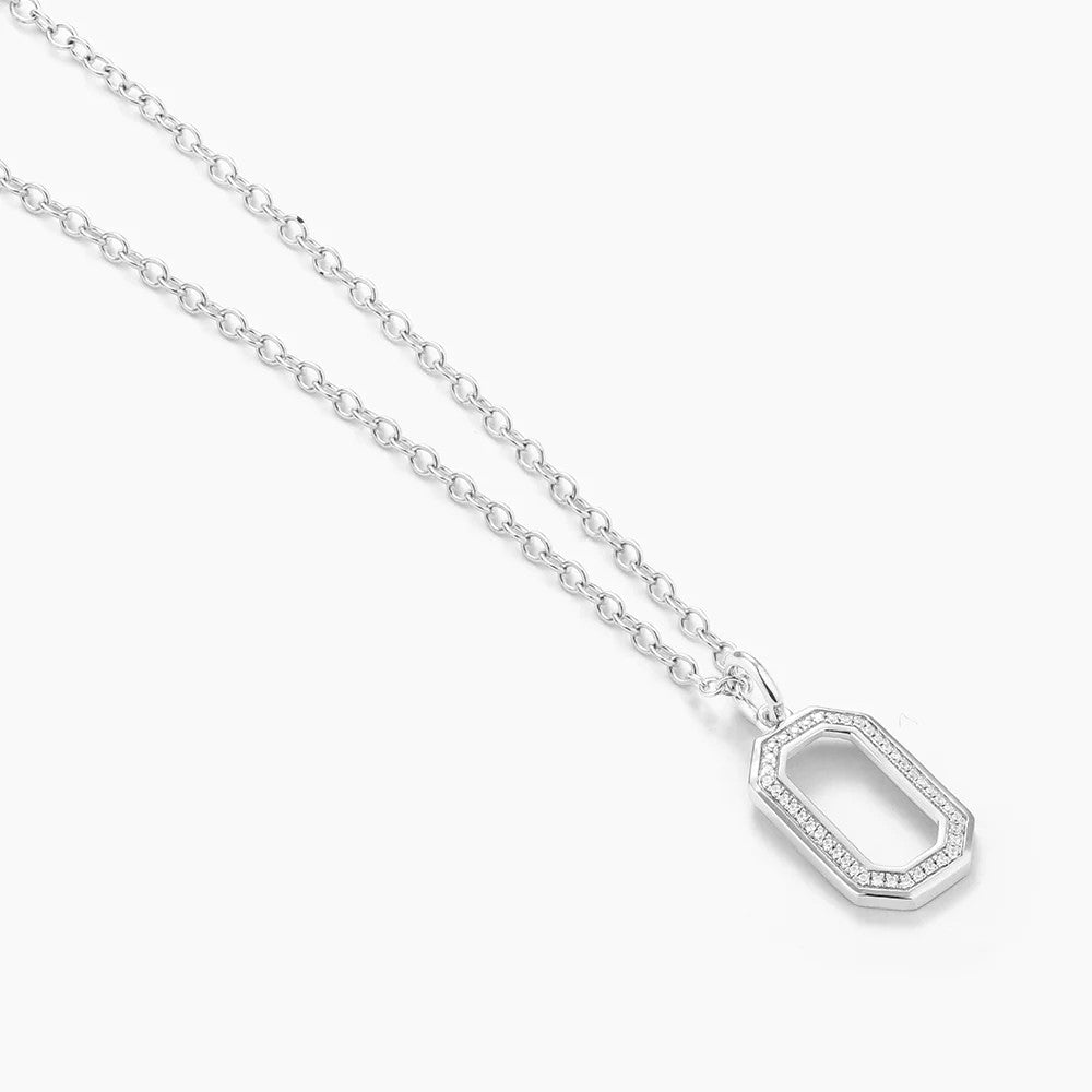 Geo Frame Diamond Pendant Necklace