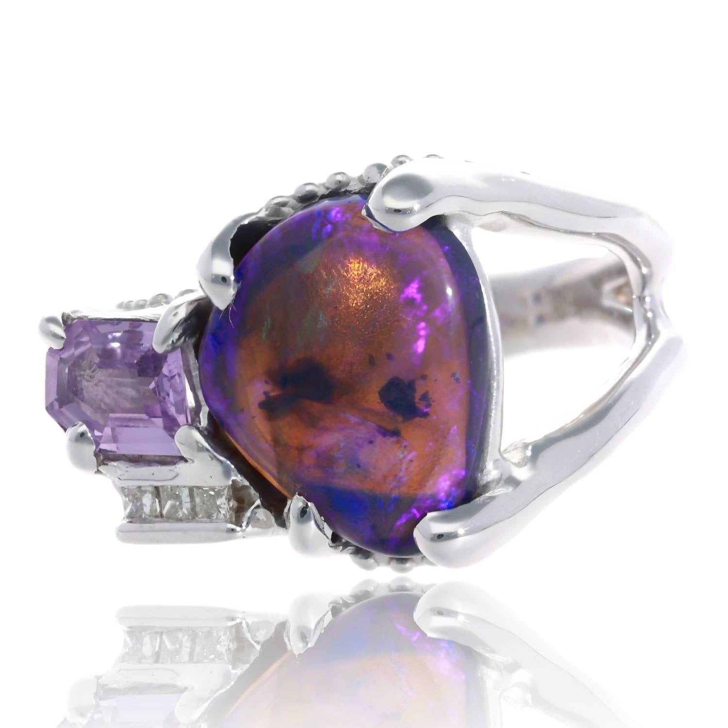 Dark and Stormy Lightning Ridge Opal Ring