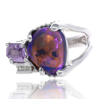 Dark and Stormy Lightning Ridge Opal Ring