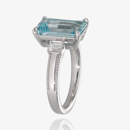 Royally Regal Ring in Aquamarine and White Gold