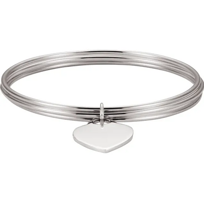 SS Triple Bangle 8&quot; Bracelet with Heart INCL engraving