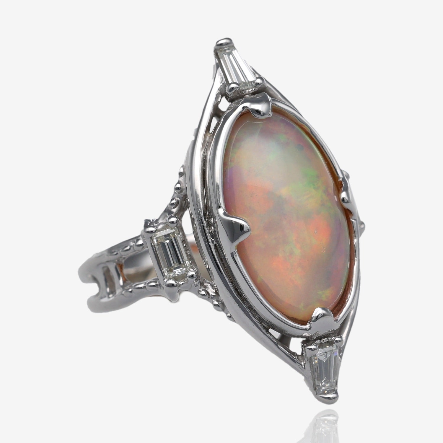 Jolie Opal and Diamond Ring White Gold